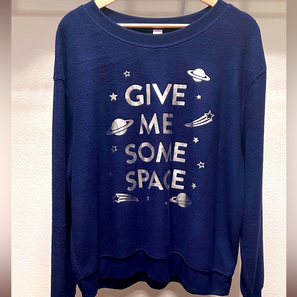 No Boundaries 2XL “Give Me Space” Super Soft Midnight Blue SweatShirt Super Soft